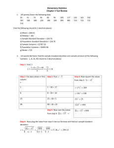 Elementary Statistics - Chapter 3 Test Review Key