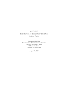 MAT 120D Introduction to Elementary Statistics Lecture Notes