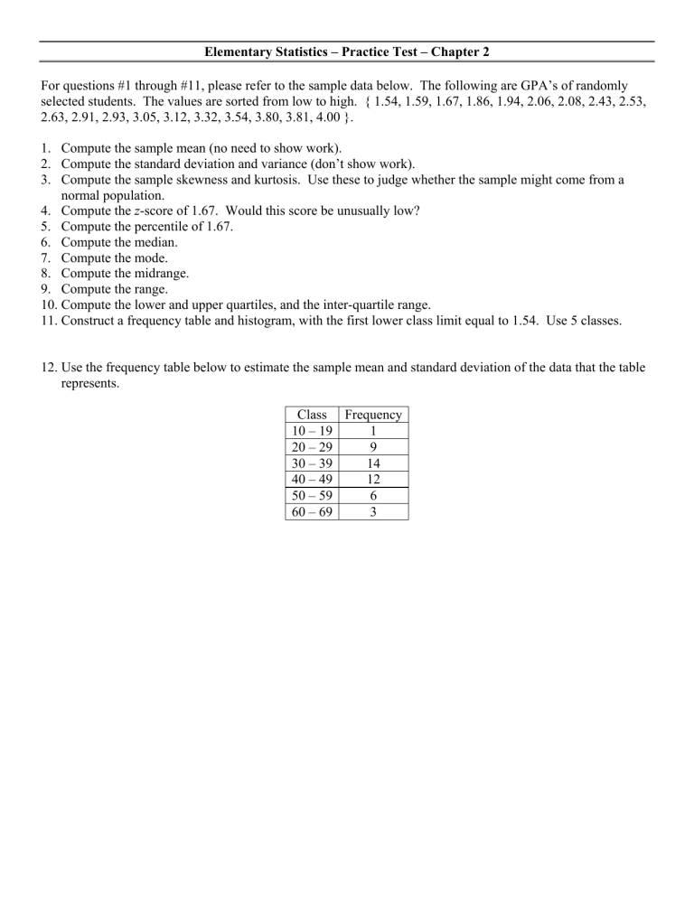 elementary statistics homework answers