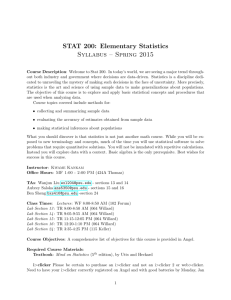 STAT 200: Elementary Statistics Syllabus – Spring 2015