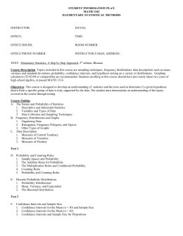 elementary methods math statistical Webpage for Syllabus Statistics