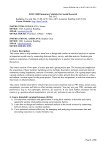 Page 1 of 10 SOSC1100 Elementary Statistics for Social Research