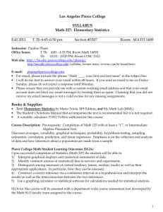 Los Angeles Pierce College SYLLABUS Math 227: Elementary