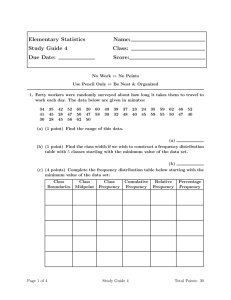 Elementary Statistics Name: Study Guide 4 Class