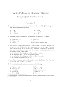 Practice Problems for Elementary Statistics