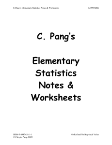 C. Pang`s Elementary Statistics Notes & Worksheets
