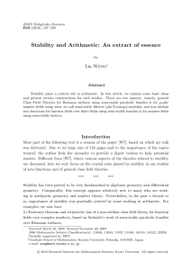 Stability and Arithmetic: An extract of essence