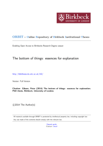 The bottom of things: essences for explanation - ORBIT