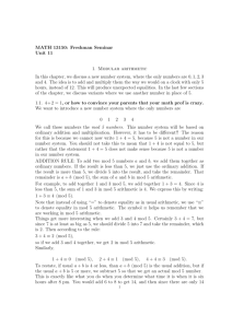 MATH 13150: Freshman Seminar Unit 11 1. Modular arithmetic In