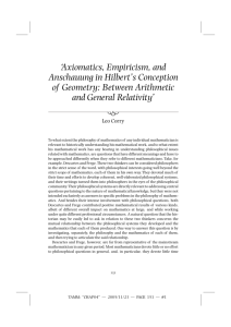 `Axiomatics, Empiricism, and Anschauung in Hilbert`s Conception of