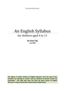 An Arithmetic Syllabus for Children