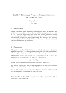 Gregory John Valiant: Dirichlet`s Theorem on Primes in Arithmetic