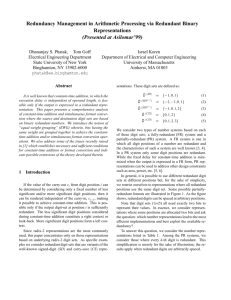 Redundancy Management in Arithmetic Processing via Redundant