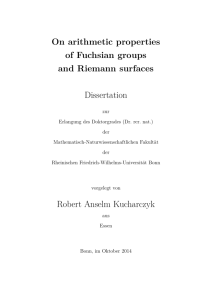 On arithmetic properties of Fuchsian groups and Riemann surfaces