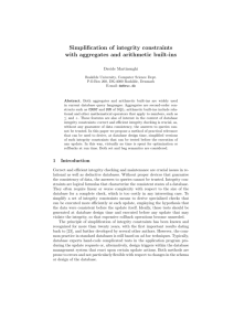 Simplification of integrity constraints with aggregates and arithmetic