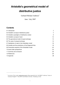 Aristotle`s geometrical model of distributive justice