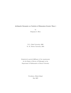 Arithmetic Dynamics on Varieties of Dimension Greater Than 1 by