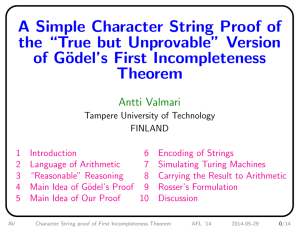 Version of Gödel`s First Incompleteness Theorem