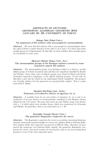 ABSTRACTS OF LECTURES ARITHMETIC ALGEBRAIC