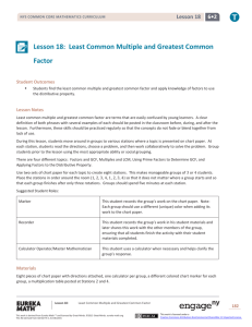 Lesson 18: Least Common Multiple and Greatest