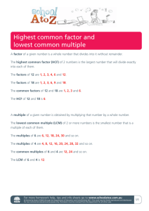 Highest common factor and lowest common multiple