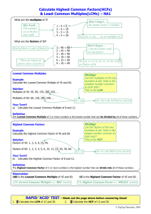 Calculate Highest Common Factors(HCFs)