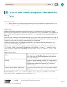 Lesson 18: Least Common Multiple and Greatest