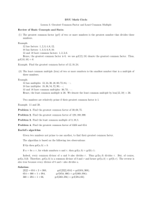 BYU Math Circle Lesson 3. Greatest Common Factor and Least