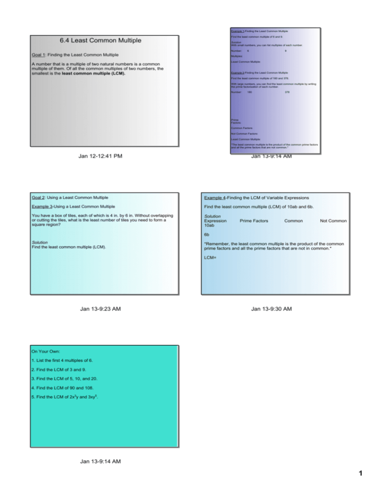 6 4 Least Common Multiple