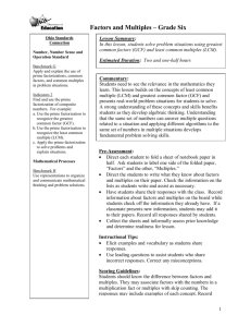 Factors and Multiples – Grade Six - ODE IMS