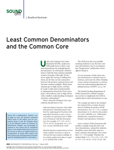 Least Common Denominators and the Common Core