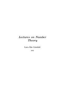 Lectures on Number Theory