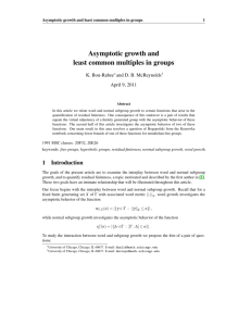 Asymptotic growth and least common multiples in groups
