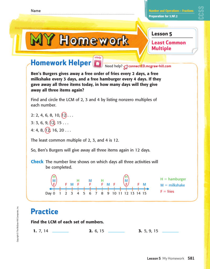 my homework lesson 5 answer key