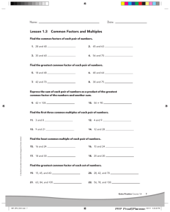 Lesson 1.3 Common Factors and Multiples