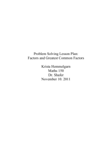 Problem Solving Lesson Plan: Factors and Greatest Common