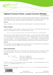 Highest Common Factor Lowest Common Multiple