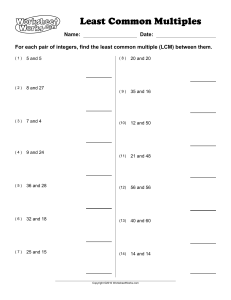 Find the Least (or Lowest) Common Multiple (LCM) sheet 1