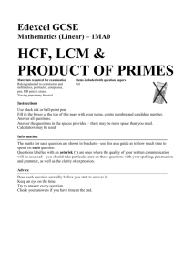 hcf, lcm & product of primes