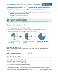 Adding and Subtracting Proper Fractions