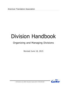 Division Handbook - American Translators Association