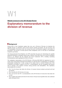 Annexure W1 - Explanatory memorandum to the division of revenue