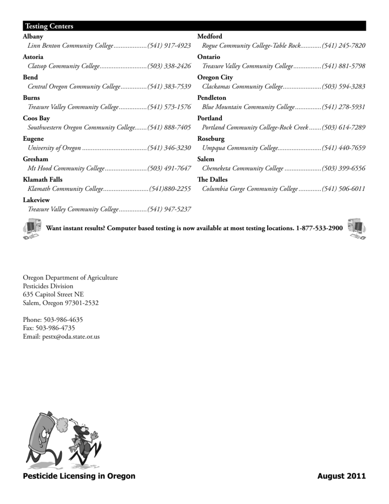 Oregon Department Of Agriculture Pesticide And Fertilizer Programs