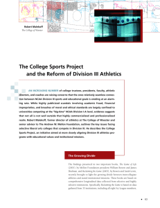 The College Sports Project and the Reform of Division III Athletics