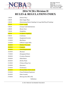 2016 NCBA Division II RULES & REGULATIONS INDEX