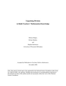 Unpacking Division to Build Teachers` Mathematical Knowledge