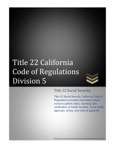 Title 22 California Code of Regulations Division 5