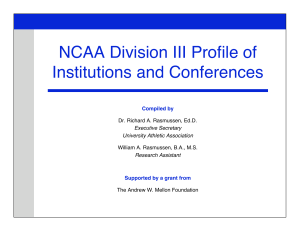 NCAA Division III Profile of Institutions and Conferences