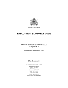 Employment Standards Code