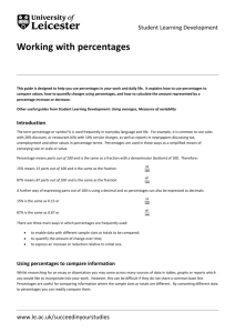 Working with percentages - University of Leicester